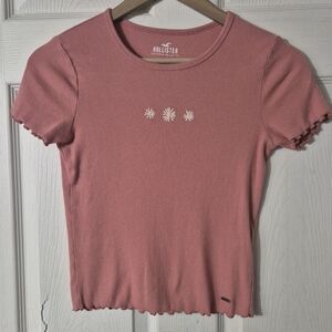Women's Hollister Short Sleeve Top with Floral Detail Sz XS